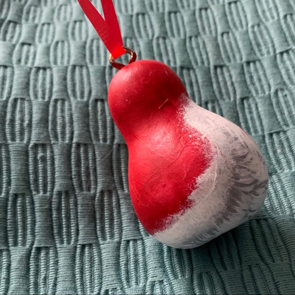 Hand painted Gourd Holiday Santa Ornament Gift Topper Christmas Decor Handmade - Picture 2 of 4